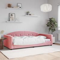 Slaapbank 100x200 cm fluweel roze