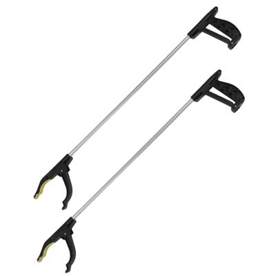 Afvalgrijper met klemgreep - 2x - 77 cm - grijphulp - afvalprikker - zwart/zilver - opruimen - schoo