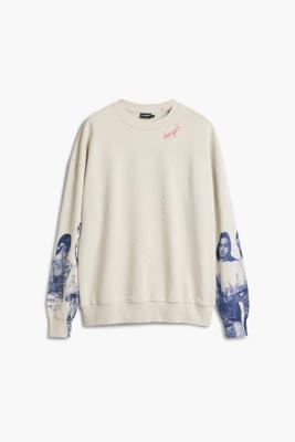 Sweatshirt met bedrukte mouwen - BLACK - M