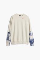 Sweatshirt met bedrukte mouwen - BLACK - M