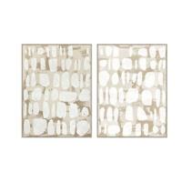 Schilderij Home ESPRIT Wit Beige Abstract Stads 90 x 4 x 120 cm (2 Stuks)