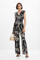 Lange jumpsuit met geïllustreerde bloemen - BLACK - S