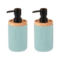 Luxe zeeppompje/dispenser Lotions - 2x - zeeblauw - polyresin - 18 x 8 cm - 300 ml