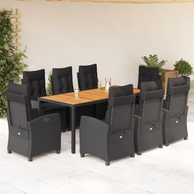 9-delige Tuinset poly rattan zwart