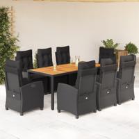 9-delige Tuinset poly rattan zwart