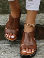 Synthetic Leather Casual Summer Slide Sandals - thumbnail