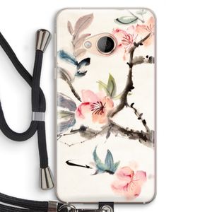 Japanse bloemen: HTC U Play Transparant Hoesje met koord