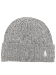 Polo Ralph Lauren bonnet en maille torsadée à logo brodé - Gris