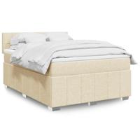 Boxspring met matras stof crèmekleurig 140x190 cm