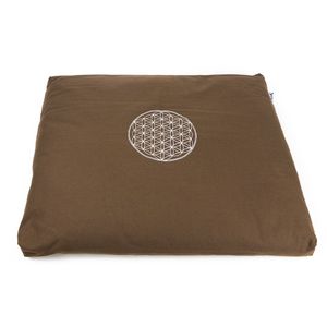 Meditatiemat Zabuton Bruin Katoen - Flower of Life - 68 x 56 x 6 cm - incl. Binnenhoes