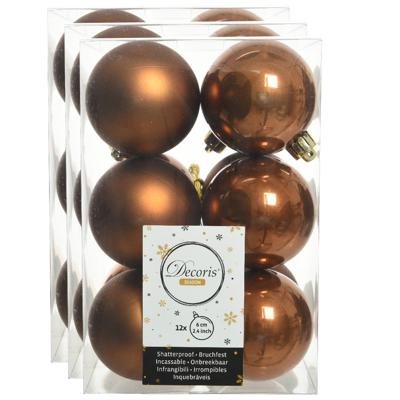 Decoris kerstballen - 36x st - kaneel bruin - 6 cm - kunststof - mat/glans - kerstversiering Decoris kerstballen - 36x st - kaneel bruin - 6 cm - kunststof - mat/glans - kerstversiering
