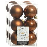 Decoris kerstballen - 36x st - kaneel bruin - 6 cm - kunststof - mat/glans - kerstversiering