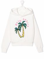 Palm Angels Kids hoodie en coton à motif palmier brodé - Blanc