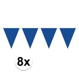 8 stuks Vlaggenlijnen/slingers XXL blauw 10 meter