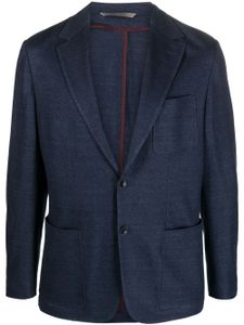 Canali blazer boutonné en lin mélangés - Bleu