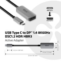 CLUB3D USB Type C to DisplayPort 1.4 8K60Hz HBR3 Actieve Adapter (thunderbolt 3 compatible) - thumbnail