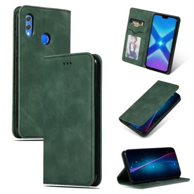 Retro huid voelen Business magnetische horizontale Flip lederen case voor Huawei Honor 8X (leger groen)