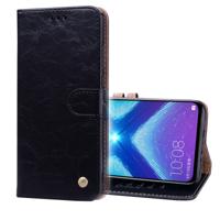 Zakelijke stijl olie Wax textuur horizontale Flip leren Case voor Huawei Honor 8 X met houder & kaartsleuven & Wallet(Black)