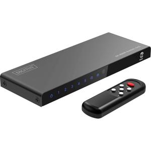 Digitus DS-55332 HDMI-switch 1 + 5 poorten LED-weergave, Met afstandsbediening, Ultra HD-geschikt, Met metalen behuizing, Individueel schakelbaar, Met