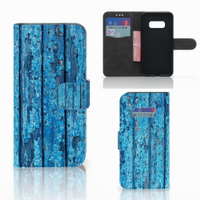 Samsung Galaxy S10e Book Style Case Wood Blue - thumbnail