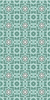 Groen vinyl vloerkleed keuken met witte bloemen