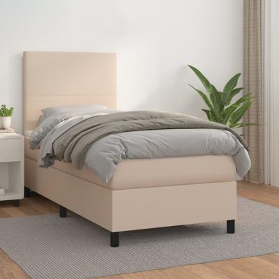 Boxspring met matras kunstleer cappuccinokleurig 90x200 cm