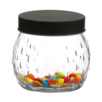 Voorraadpot/bewaarpot Mora - 1.2L - glas - zwart - D13 x H15 cm