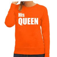 His queen sweater / trui oranje met witte letters voor dames