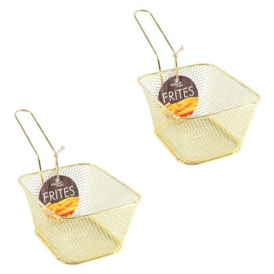 Snackmandje - 10x stuks - goudkleurig - frietmandje - 14 cm - serveren