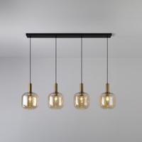 Hanglamp Xirena ambra IV - E27-fitting - Vier bollen van amberkleurig glas - Speels effect - IP20 voor binnen