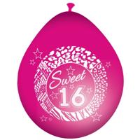 Folat Ballonnen sweet 16 - 24x - roze - latex - 30 cm - verjaardags versiering ballonnen