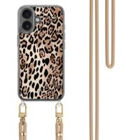 iPhone 17 hoesje met beige koord - Golden wildcat