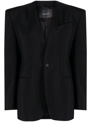 Mugler blazer à design structuré sans col - Noir