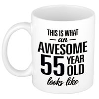 Awesome 55 year cadeau mok / beker 300 ml - thumbnail