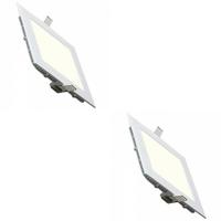 LED Downlight Set 12W Vierkant - Natuurlijk Wit 4200K - 2 Stuks