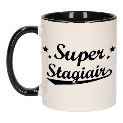 Super stagiair cadeau koffiemok - beker - wit/zwart - met sterren - 300 ml - bedankt cadeau Super stagiair cadeau koffiemok - beker - wit/zwart - met sterren - 300 ml - bedankt cadeau