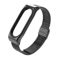 Mijobs Metal Strap for Xiaomi Mi Band 3 & 4 Screwless Buckle Style Stainless Steel Bracelet Wristbands Replace Accessories Host not Included(Black)