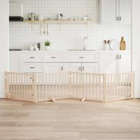 VidaXL Hondenhek inklapbaar met deur 4 panelen 320cm massief vurenhout