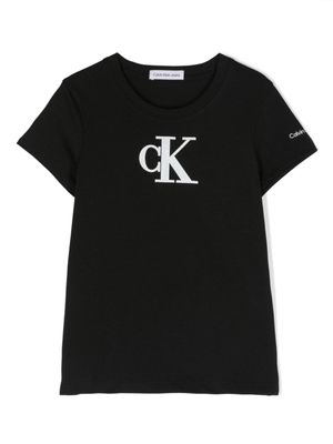 Calvin Klein Kids t-shirt en coton à logo holographique - Noir
