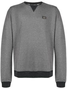 Dolce & Gabbana pull en coton mélangé à plaque logo - Gris