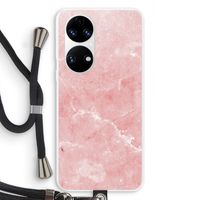 Roze marmer: Huawei P50 Transparant Hoesje met koord