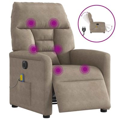 Massagestoel elektrisch verstelbaar microvezelstof taupe