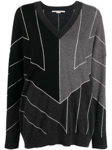 Stella McCartney pull rayé à col v - Gris