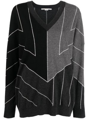 Stella McCartney pull rayé à col v - Gris