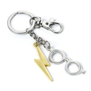 Harry Potter Keychain Lightening Bolt & Glasses (silver plated)