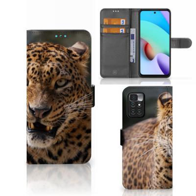 Xiaomi Redmi 10 | Telefoonhoesje | Met pasjeshouder | Luipaard
