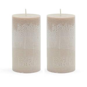 Riviera Maison Stompkaarsen,Pillar Candle ECO Beige 7x13 cm -2 stuks