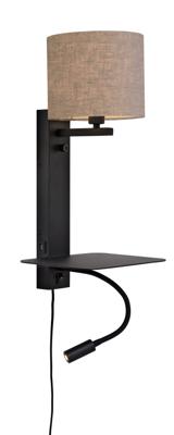 Wandlamp Florence - Taupe/Zwart - 24x22x52cm