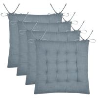 Stof Textile stoelkussen Coline - 4x - ijsblauw - 38 x 38 x 4 cm - touwtjes sluiting