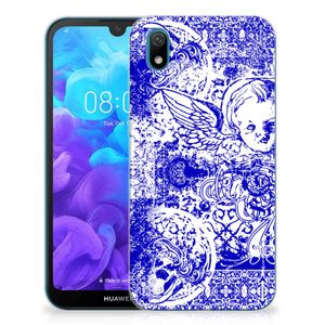 Silicone Back Case Huawei Y5 (2019) Angel Skull Blauw